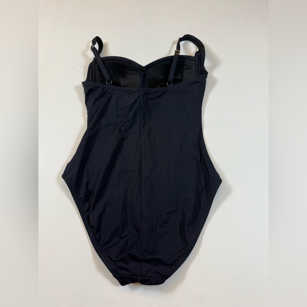 La Blanca by Rod Beattie Twist-Front One Piece Swimsuit black size 6 (bin Z) - Picture 7 of 10